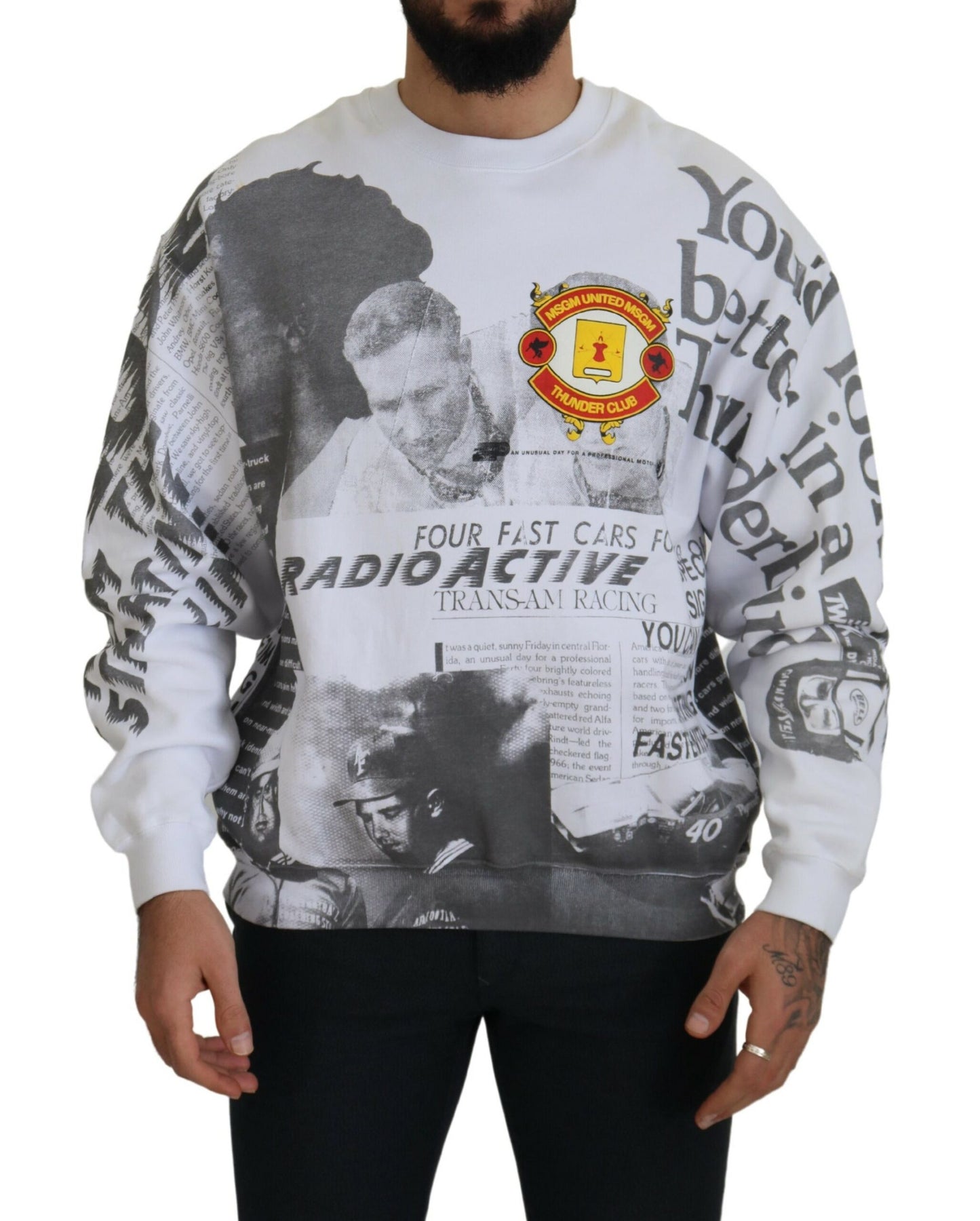 MSGM Elegant Hvid Rund Hals Bomuldssweater