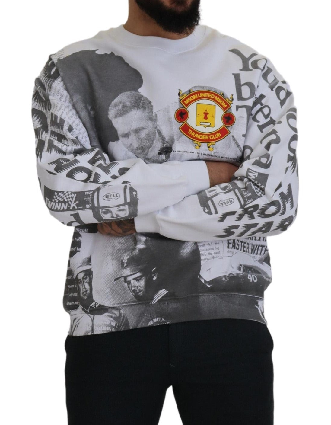MSGM Elegant Hvid Rund Hals Bomuldssweater