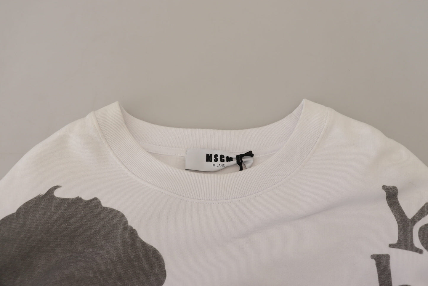 MSGM Elegant Hvid Rund Hals Bomuldssweater