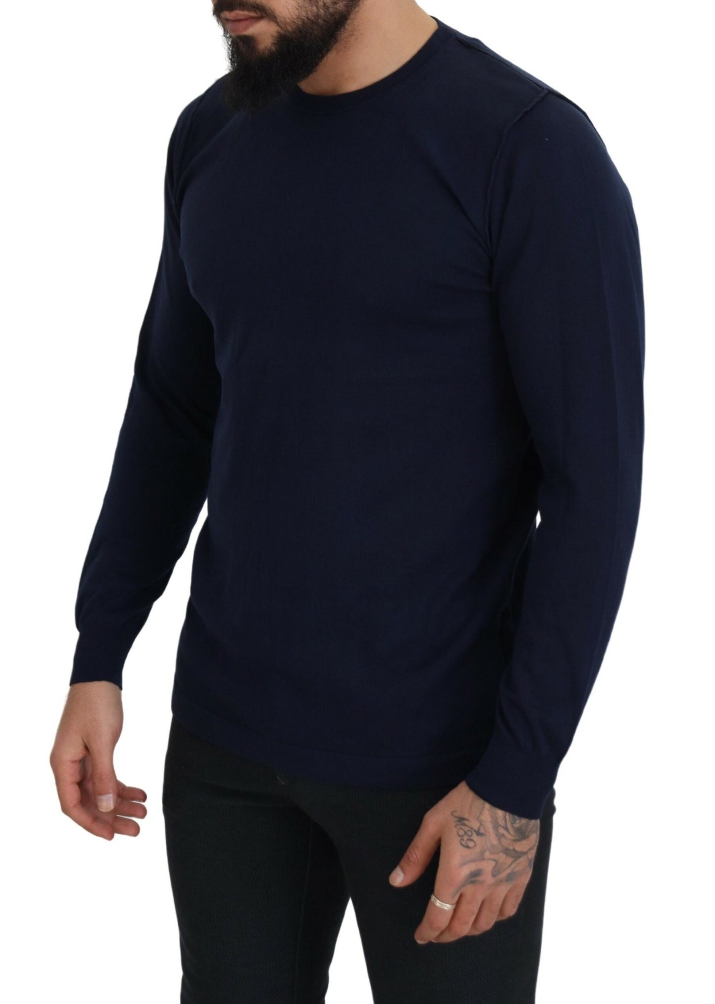 Paolo Pecora Milano Autentisk Crewneck blå Pullover sweater