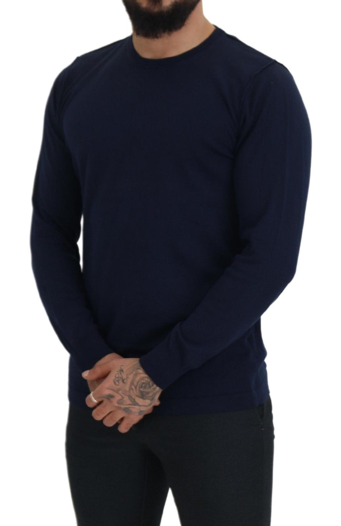 Paolo Pecora Milano Autentisk Crewneck blå Pullover sweater