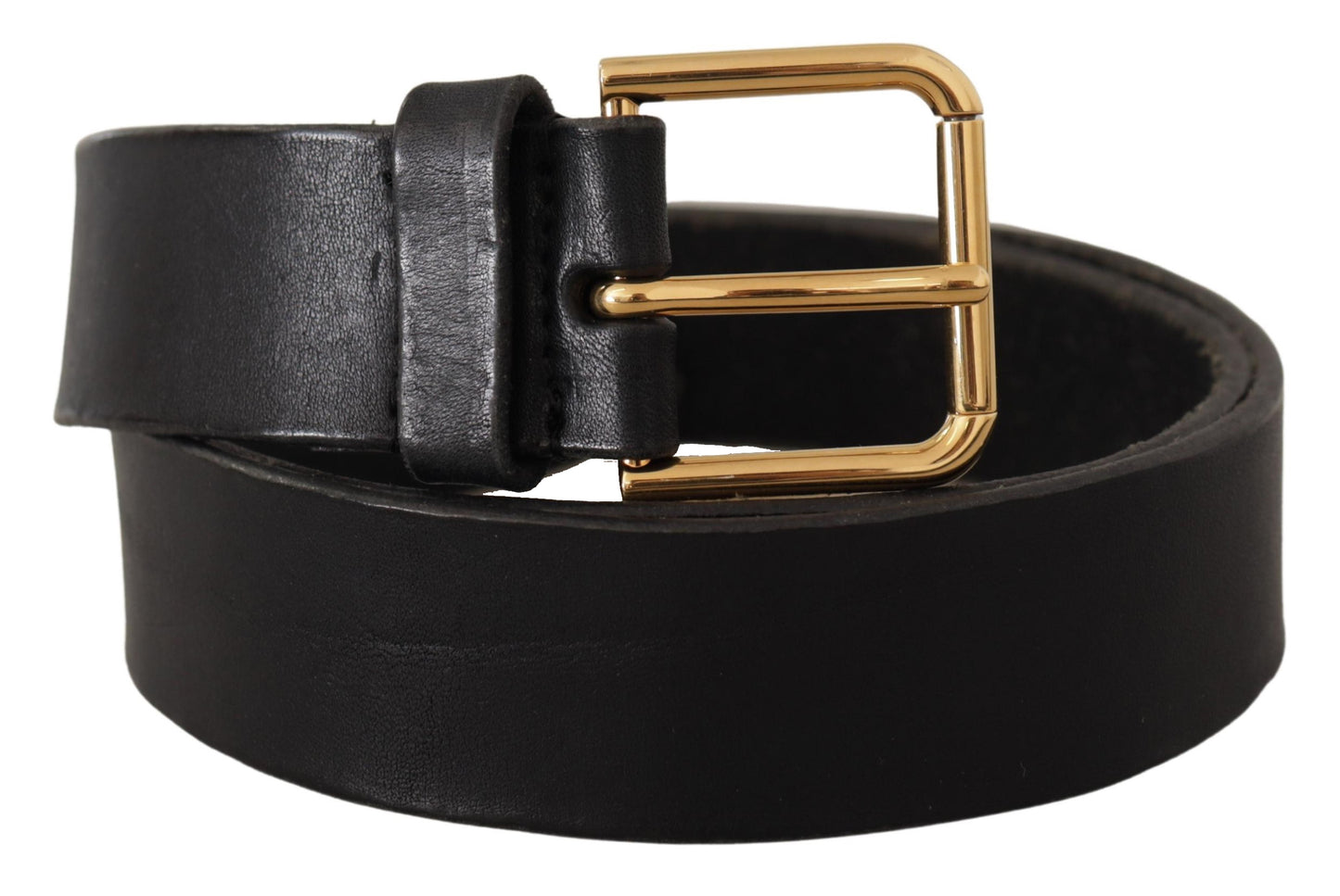 Dolce & Gabbana Elegant Sort Læderbælte med Metalspænde