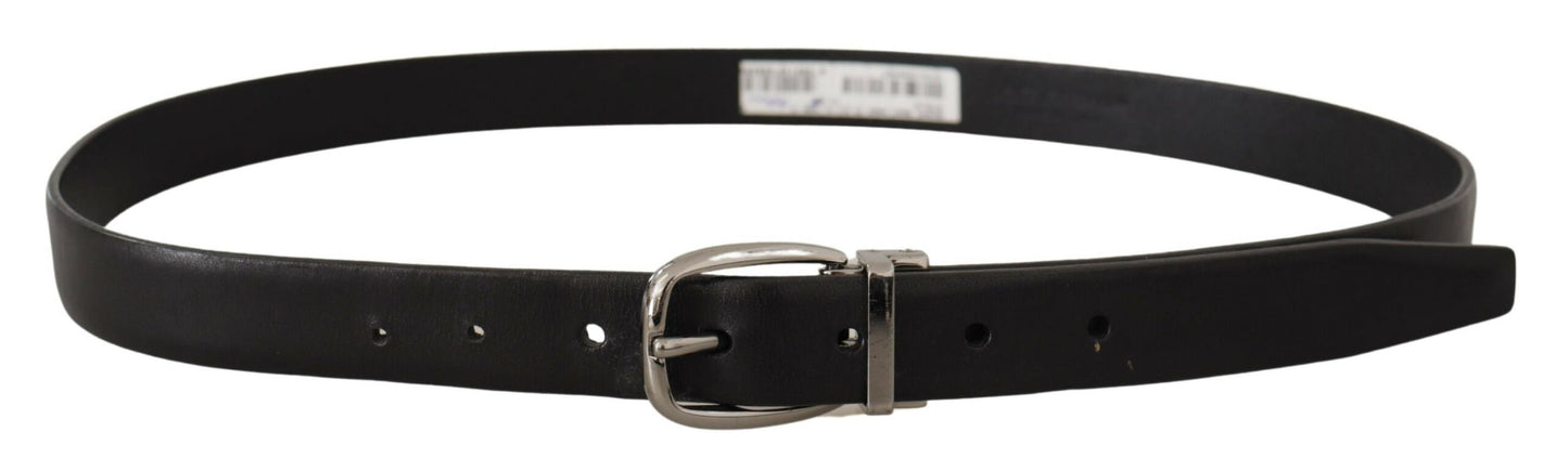 Dolce & Gabbana Elegant Sort Læder Designerbælte
