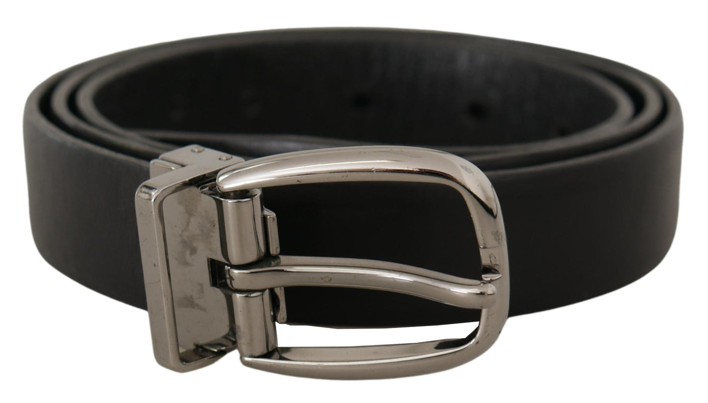 Dolce & Gabbana Elegant Sort Læder Designerbælte