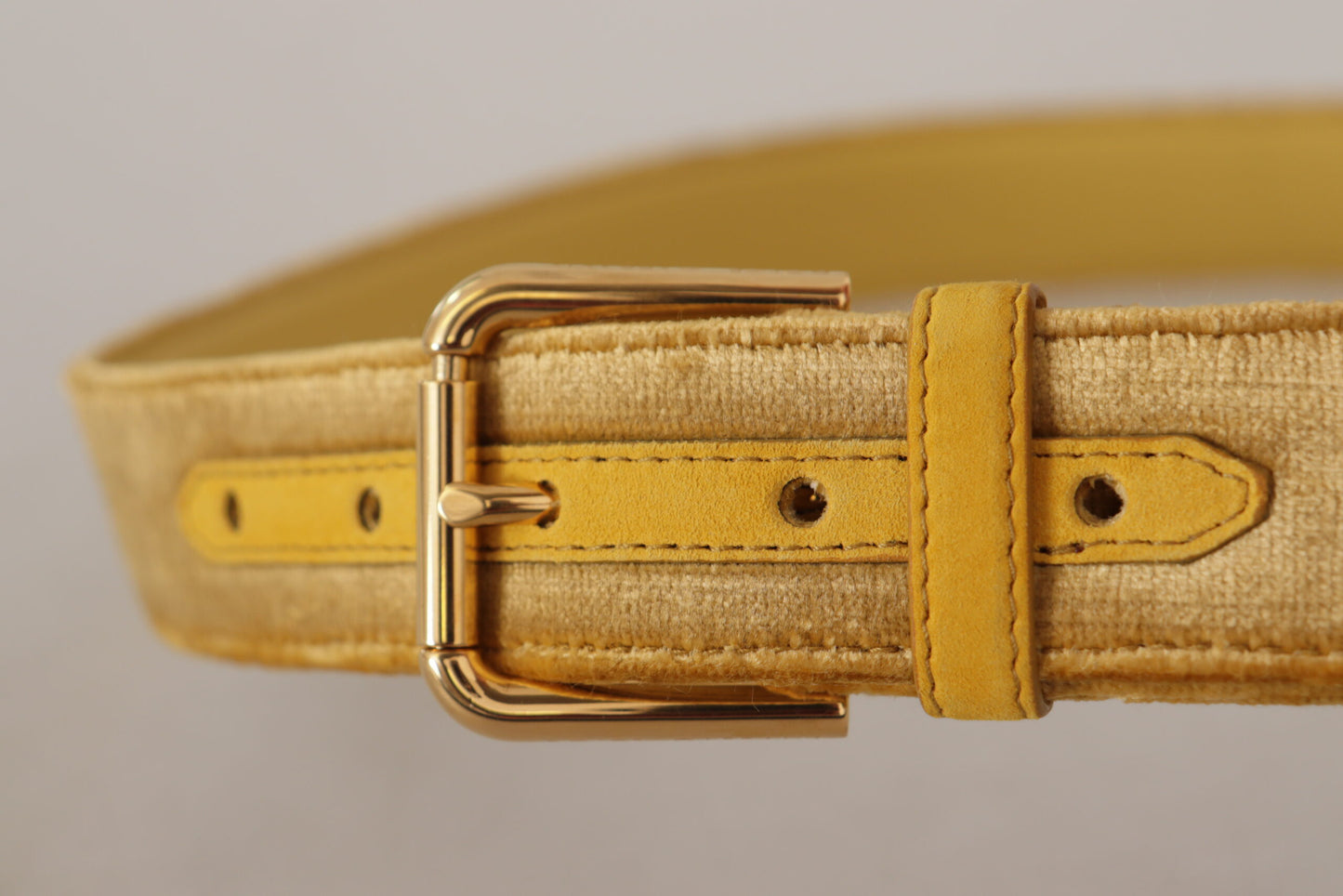 Dolce & Gabbana Elegant Velvet Designer Bælte med Guldspænde