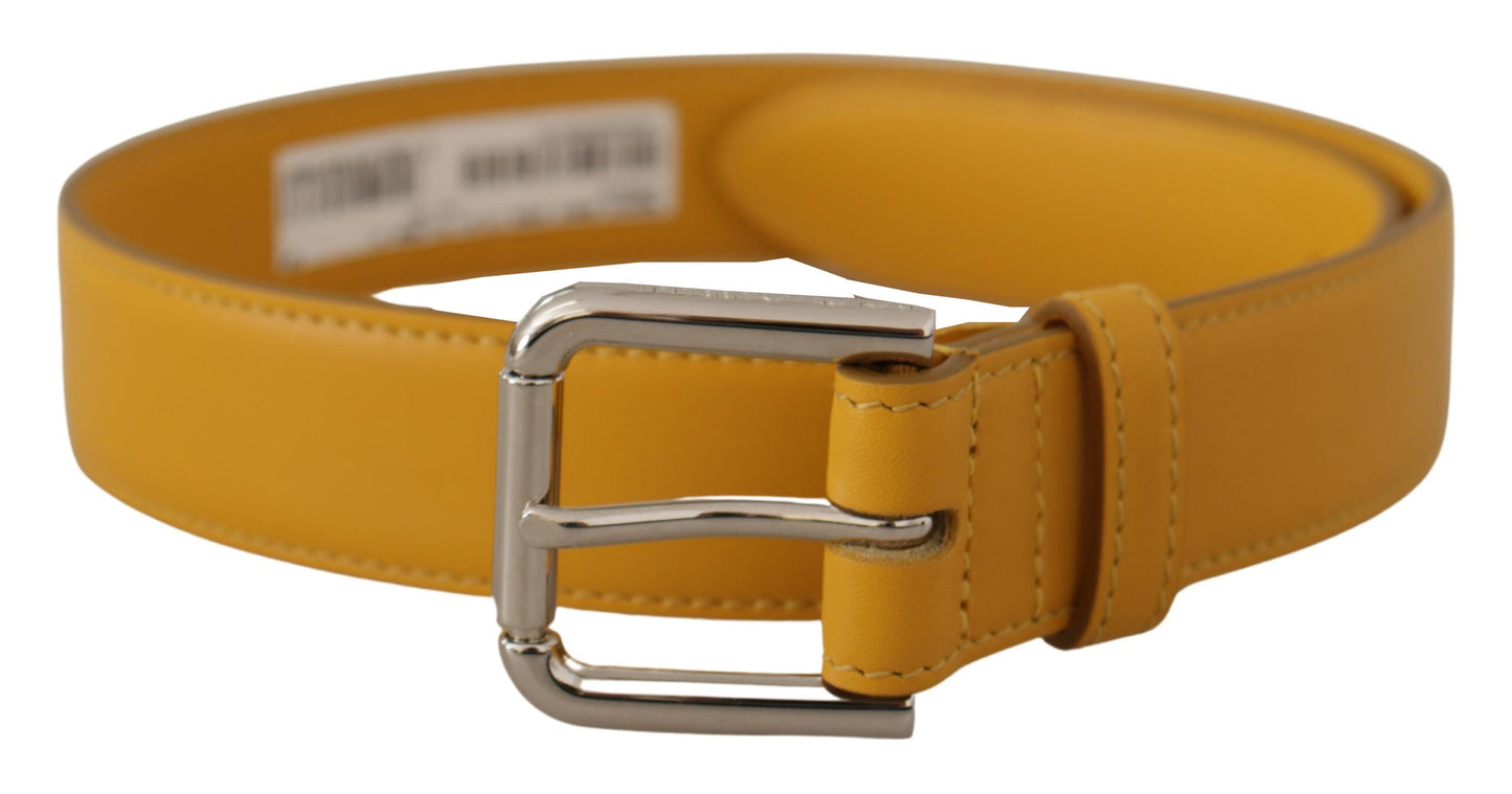 Dolce & Gabbana Elegant Læderbælte i Sunshine Yellow
