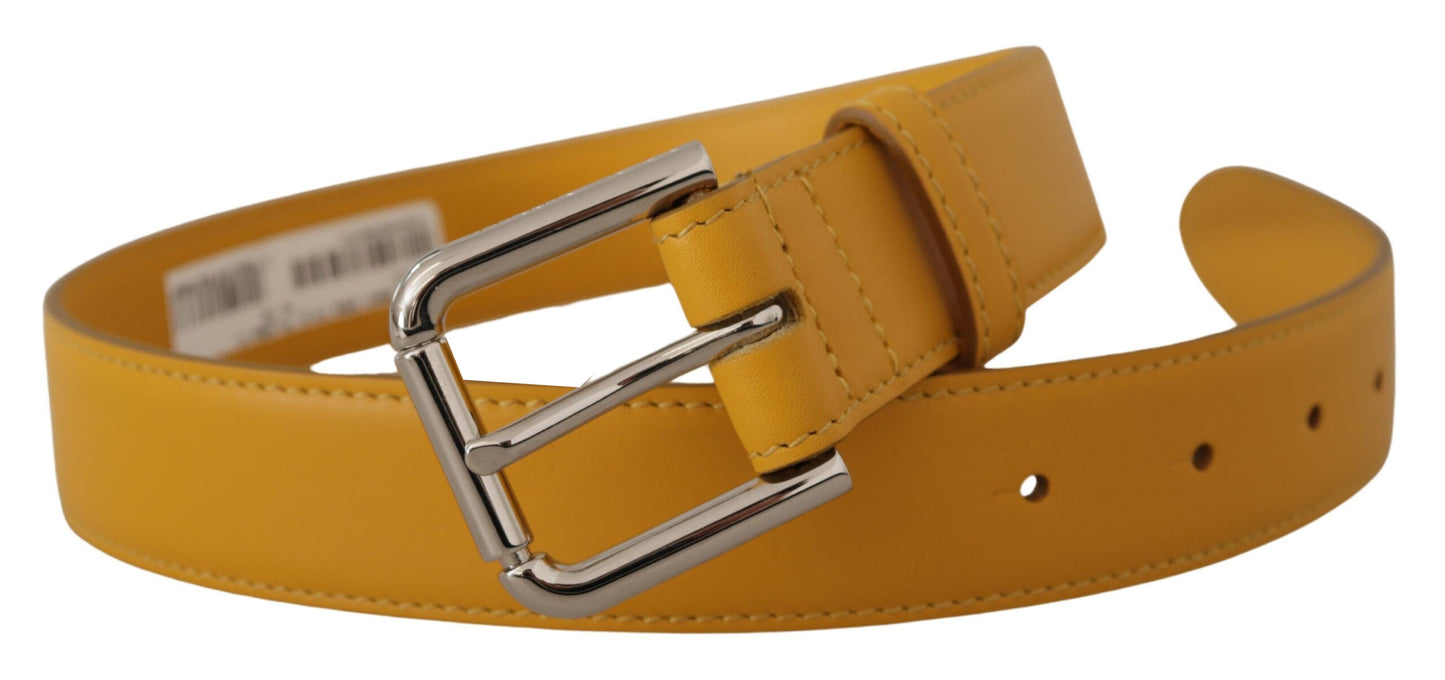 Dolce & Gabbana Elegant Læderbælte i Sunshine Yellow