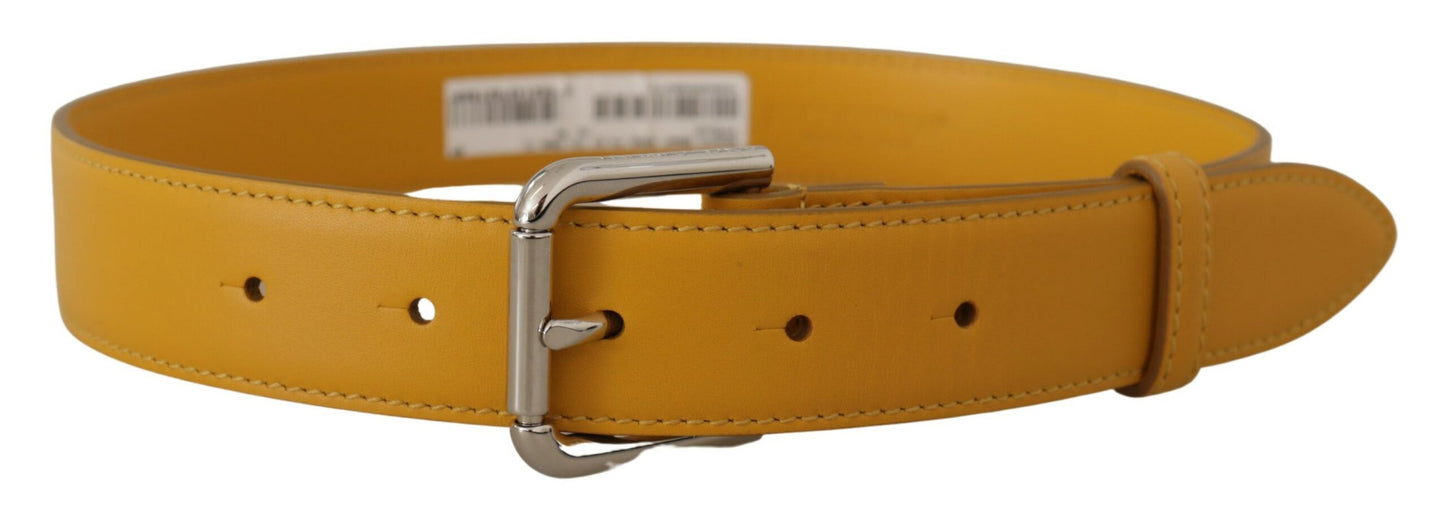 Dolce & Gabbana Elegant Læderbælte i Sunshine Yellow
