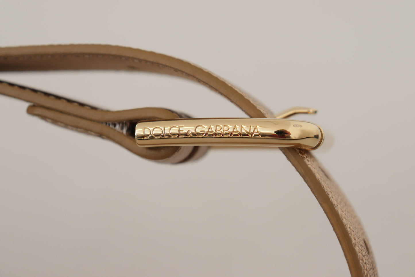 Dolce & Gabbana Chic rosaguldfarvet læderbælte med logospænde