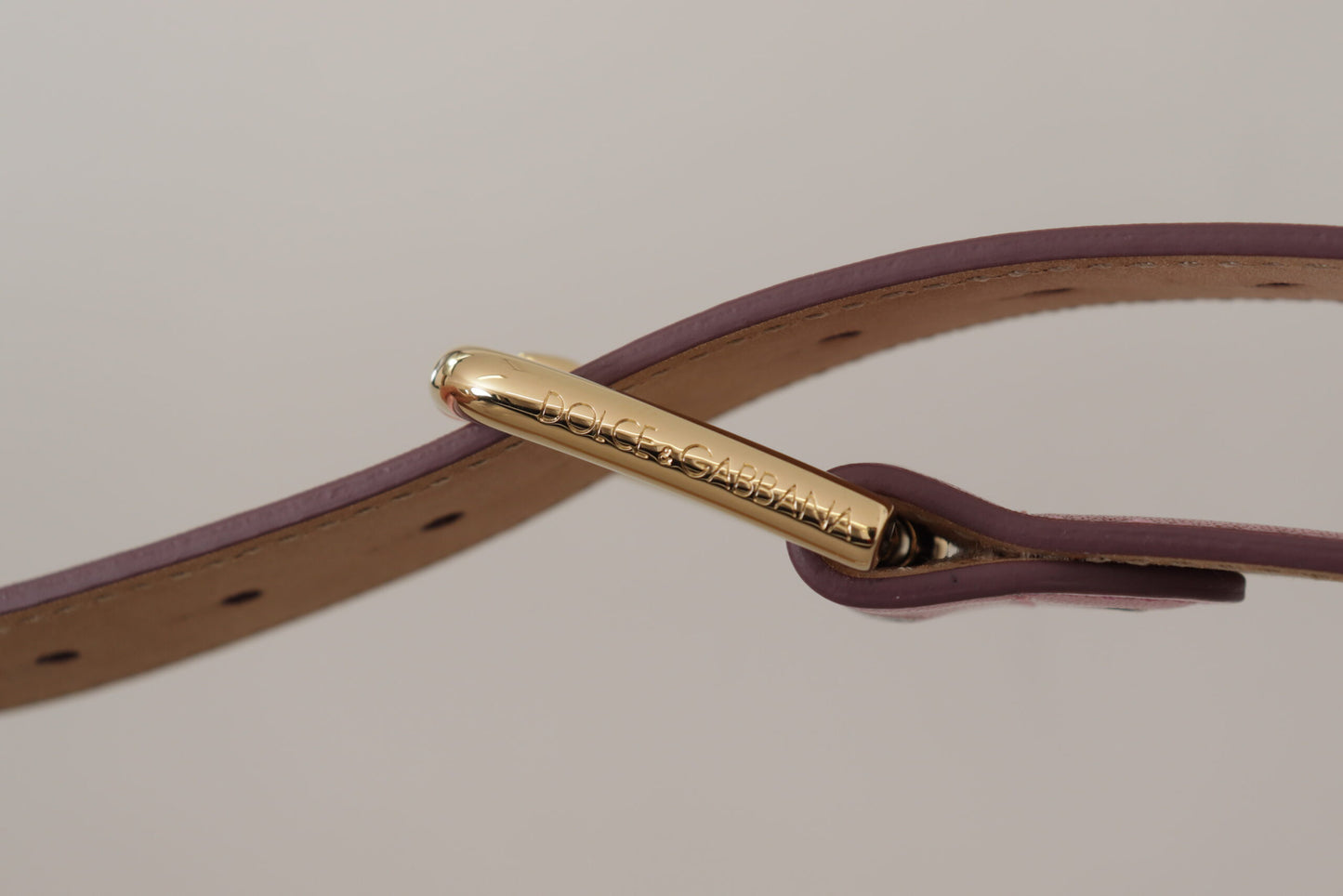 Dolce & Gabbana Elegant Metallisk Pink Læderbælte