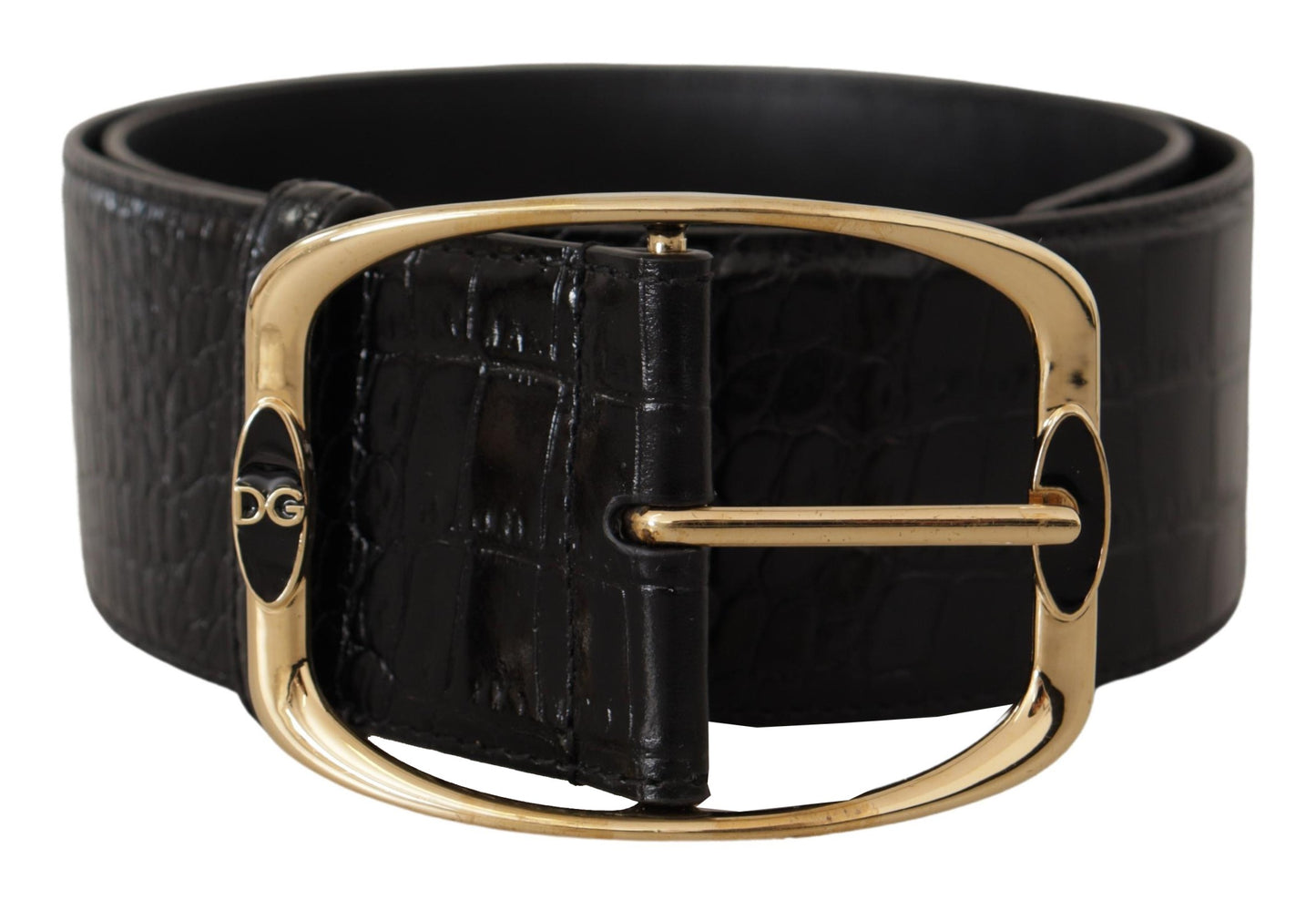 Dolce & Gabbana Elegant Sort Læderbælte med Logo