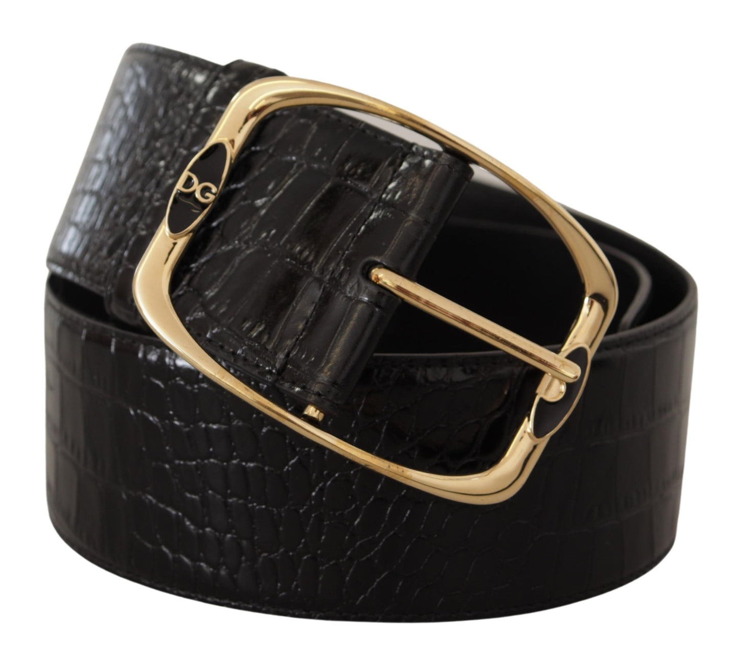 Dolce & Gabbana Elegant Sort Læderbælte med Logo