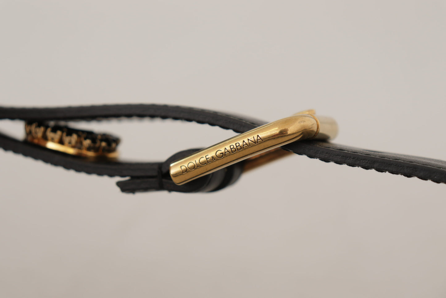 Dolce & Gabbana Elegant Sort Læderbælte med Logo