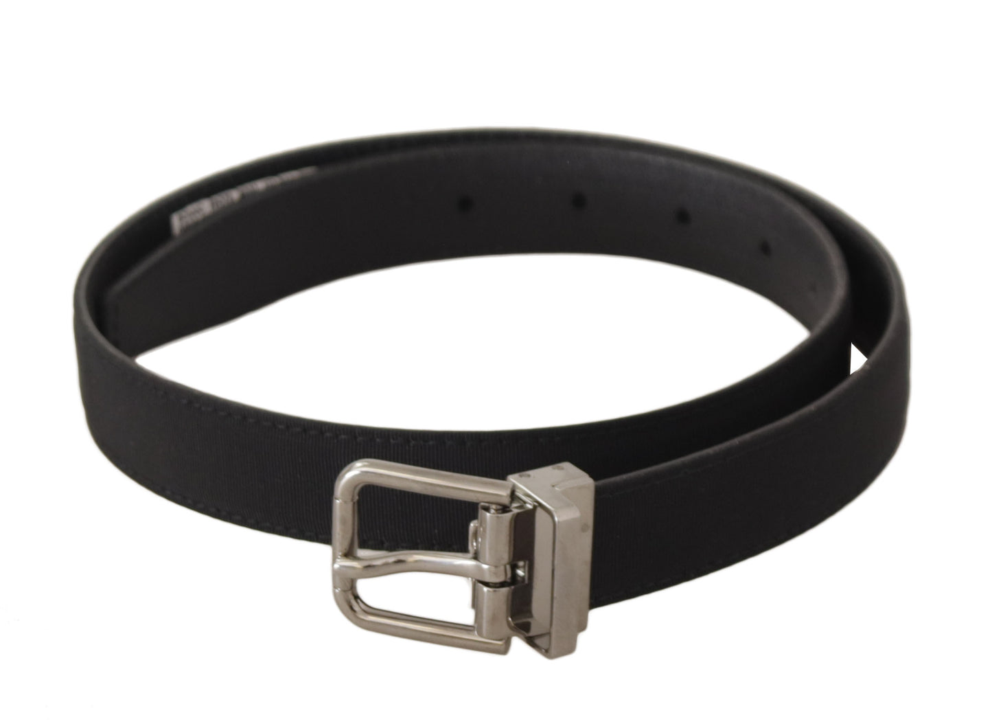 Dolce & Gabbana Elegant Sort Lærreds- & Læderbælte