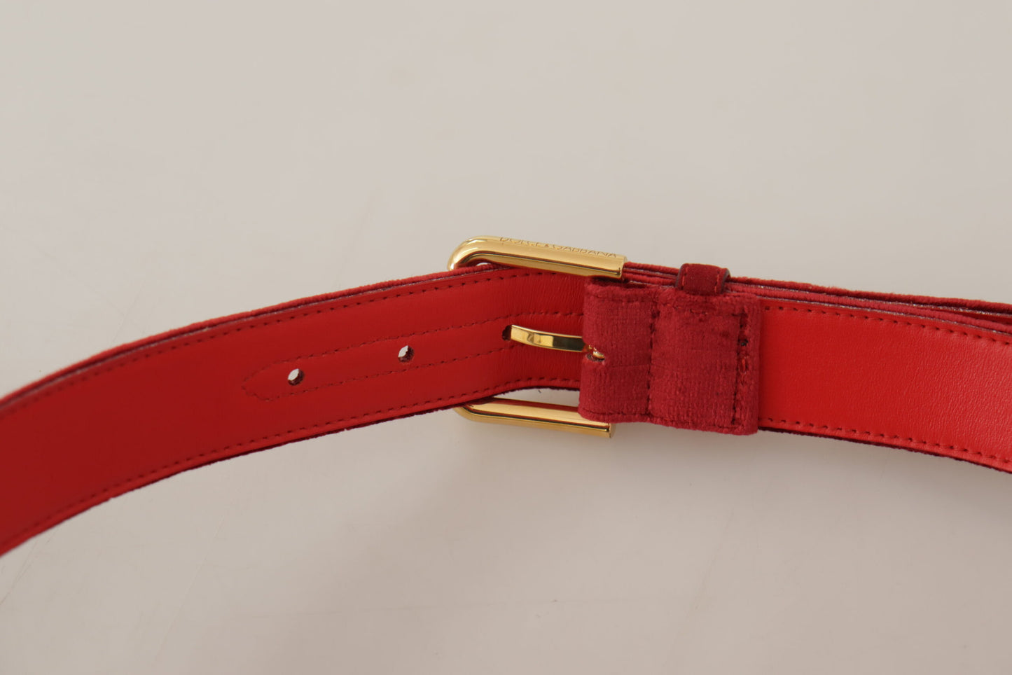 Dolce & Gabbana Elegant Rødt Ruskinds Designerbælte