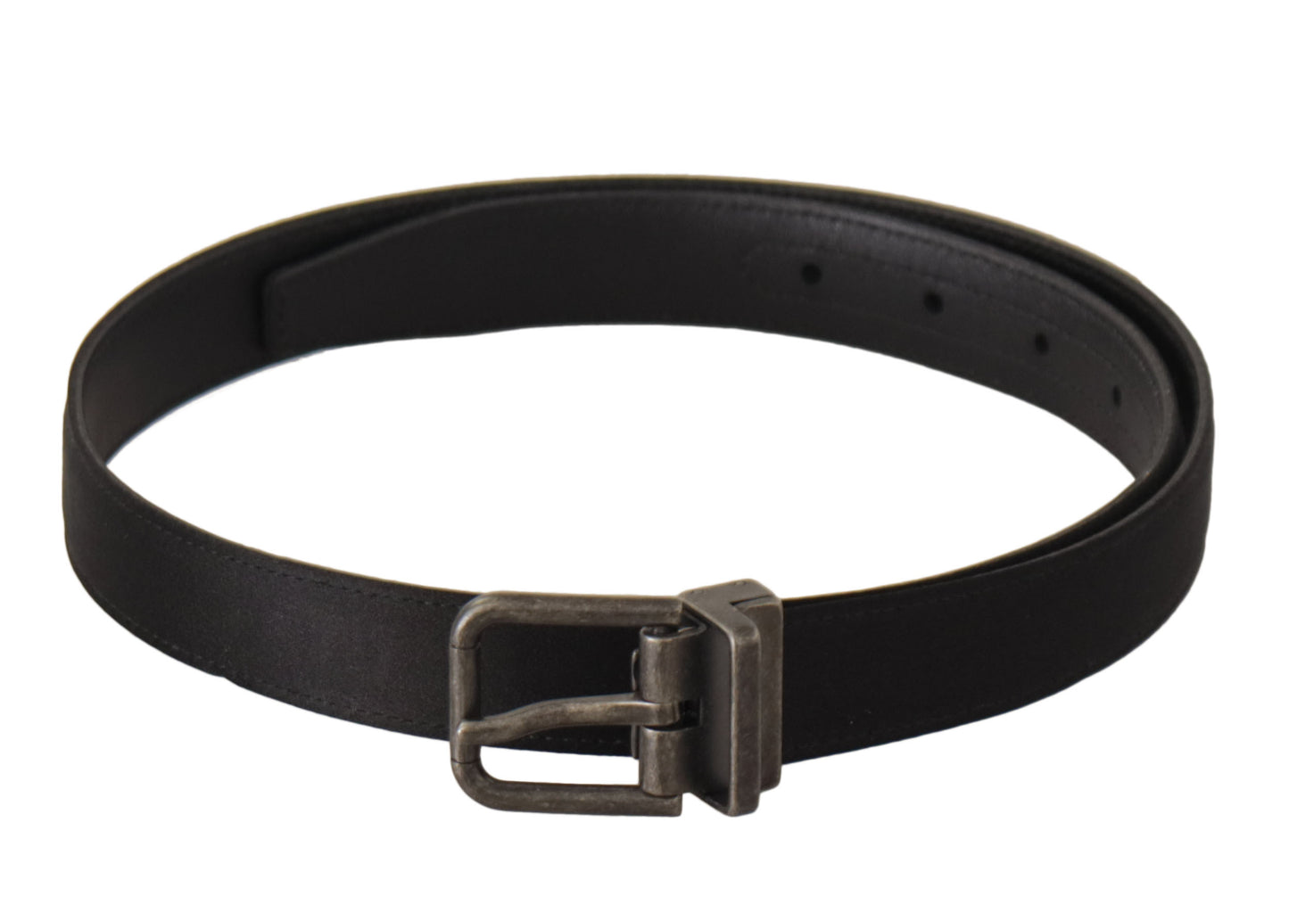 Dolce & Gabbana Elegant Sort Læderbælte med Metalspænde