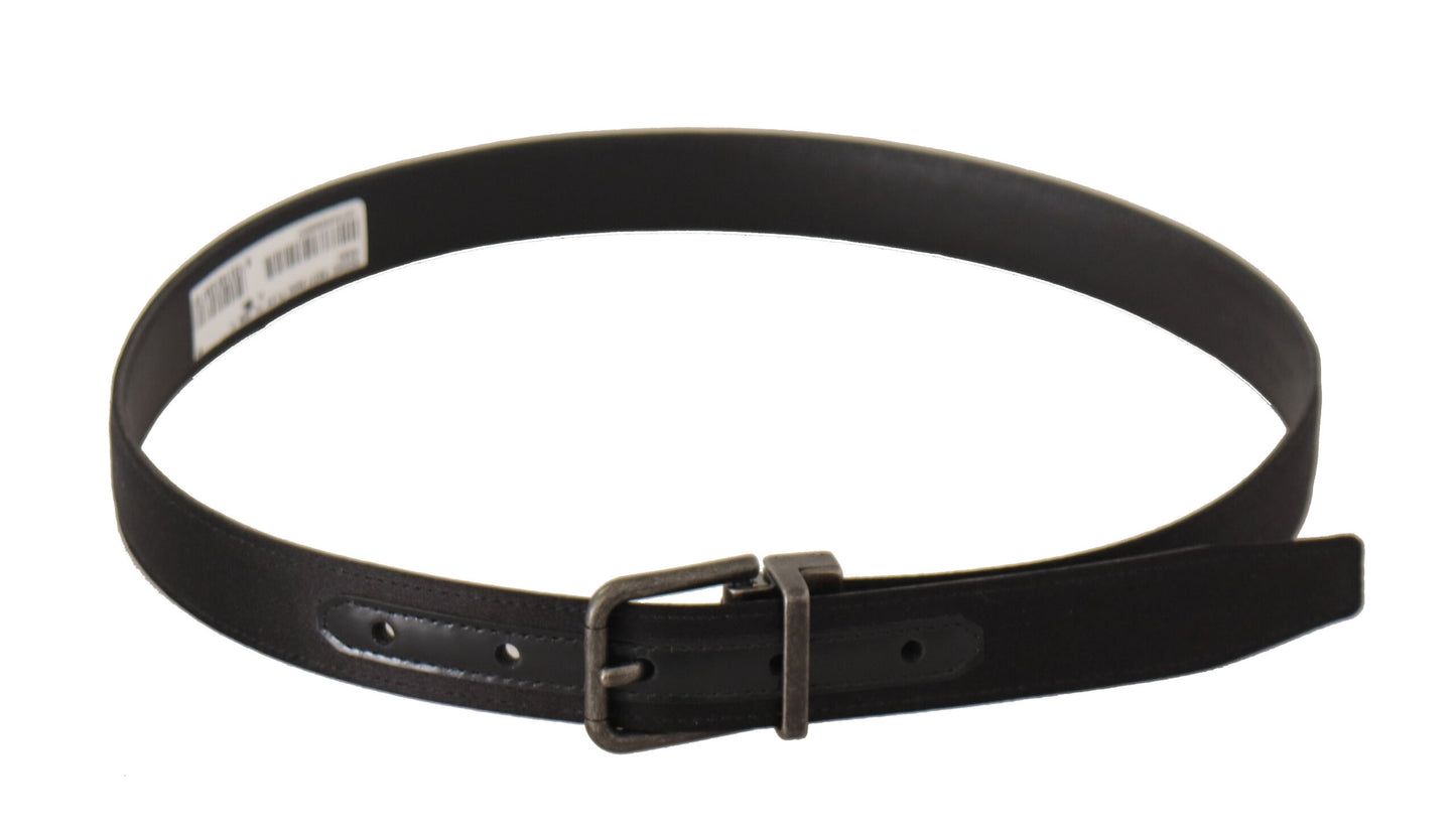 Dolce & Gabbana Elegant Sort Læderbælte med Metalspænde