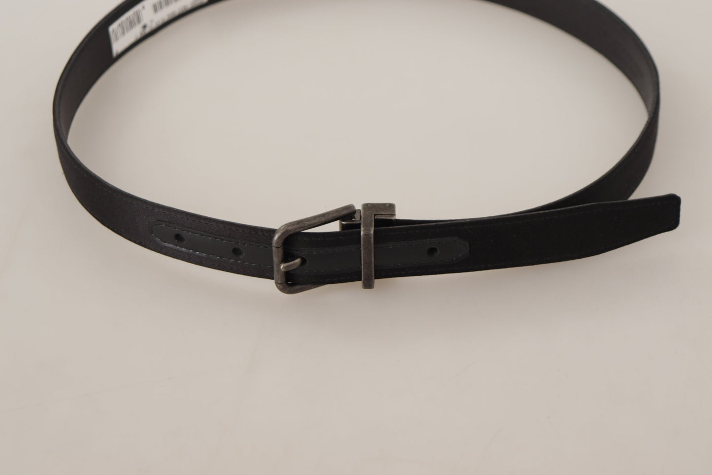 Dolce & Gabbana Elegant Sort Læderbælte med Metalspænde