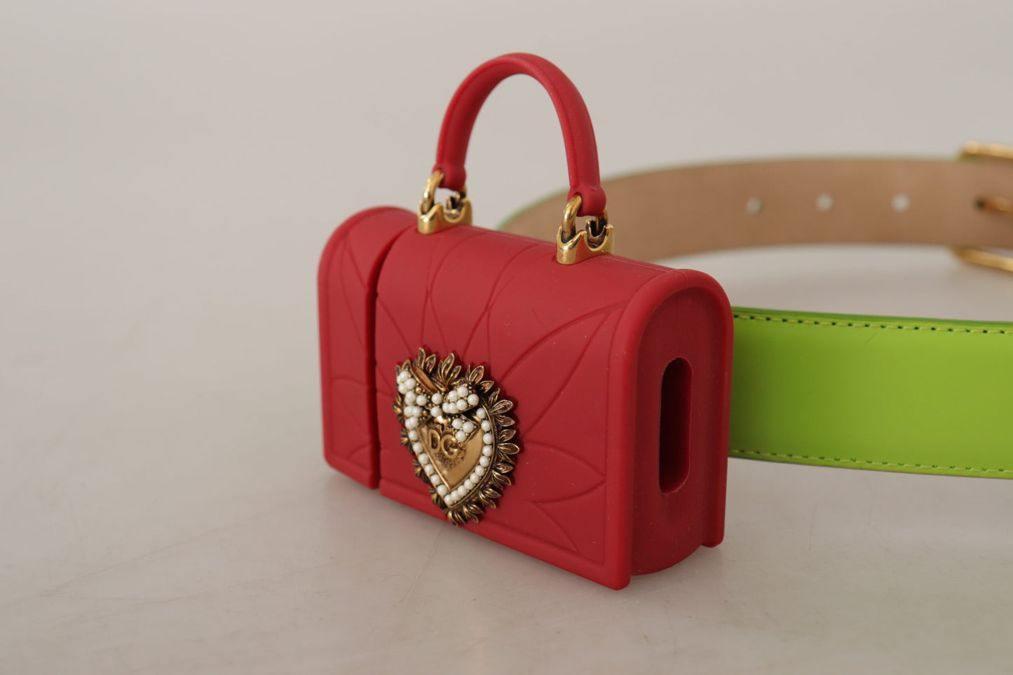 Dolce & Gabbana elegant læderbælte med mini-tasketilbehør