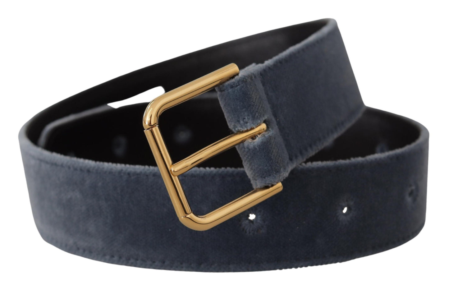 Dolce & Gabbana Elegant Marineblåt Velour Designer Bælte