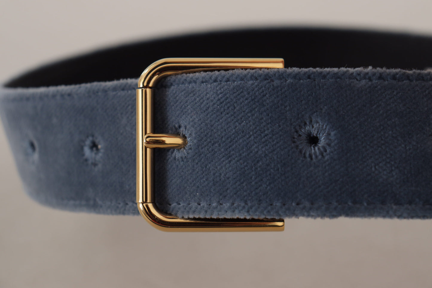 Dolce & Gabbana Elegant Marineblåt Velour Designer Bælte