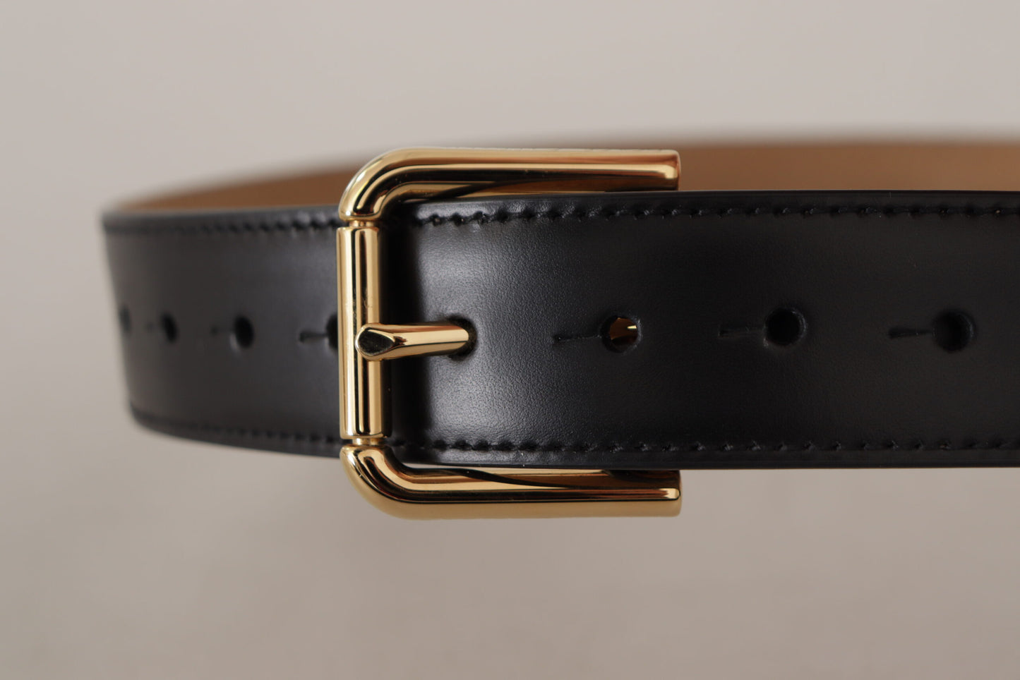 Dolce & Gabbana elegant læderbælte med logospænde