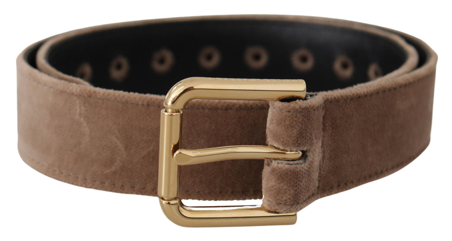 Dolce & Gabbana Elegant Velourbælte med Logospænde