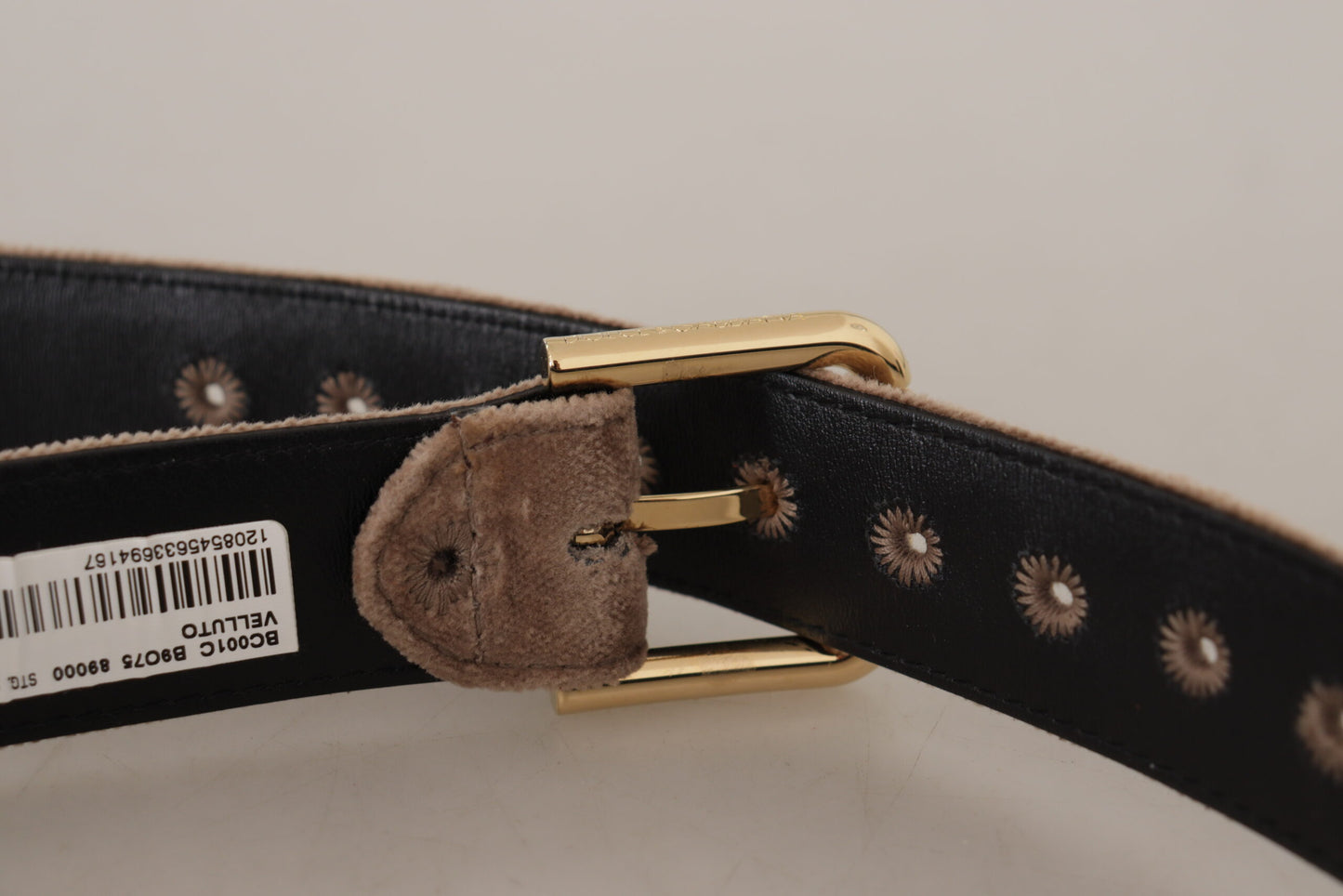 Dolce & Gabbana Elegant Velourbælte med Logospænde