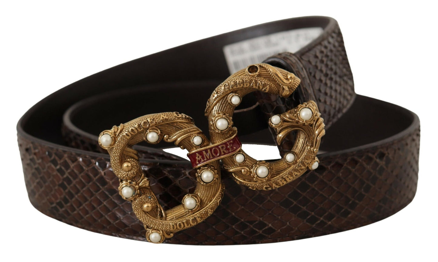 Dolce & Gabbana Elegant Slangeskindslæderbælte