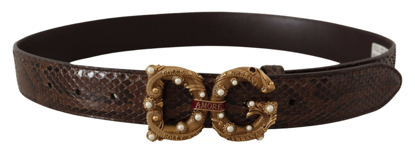Dolce & Gabbana Elegant Slangeskindslæderbælte