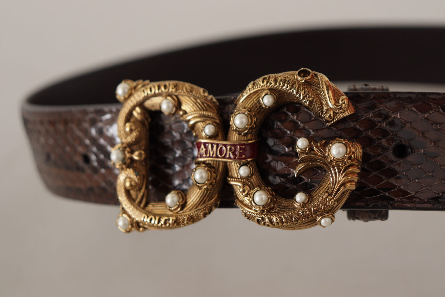 Dolce & Gabbana Elegant Slangeskindslæderbælte