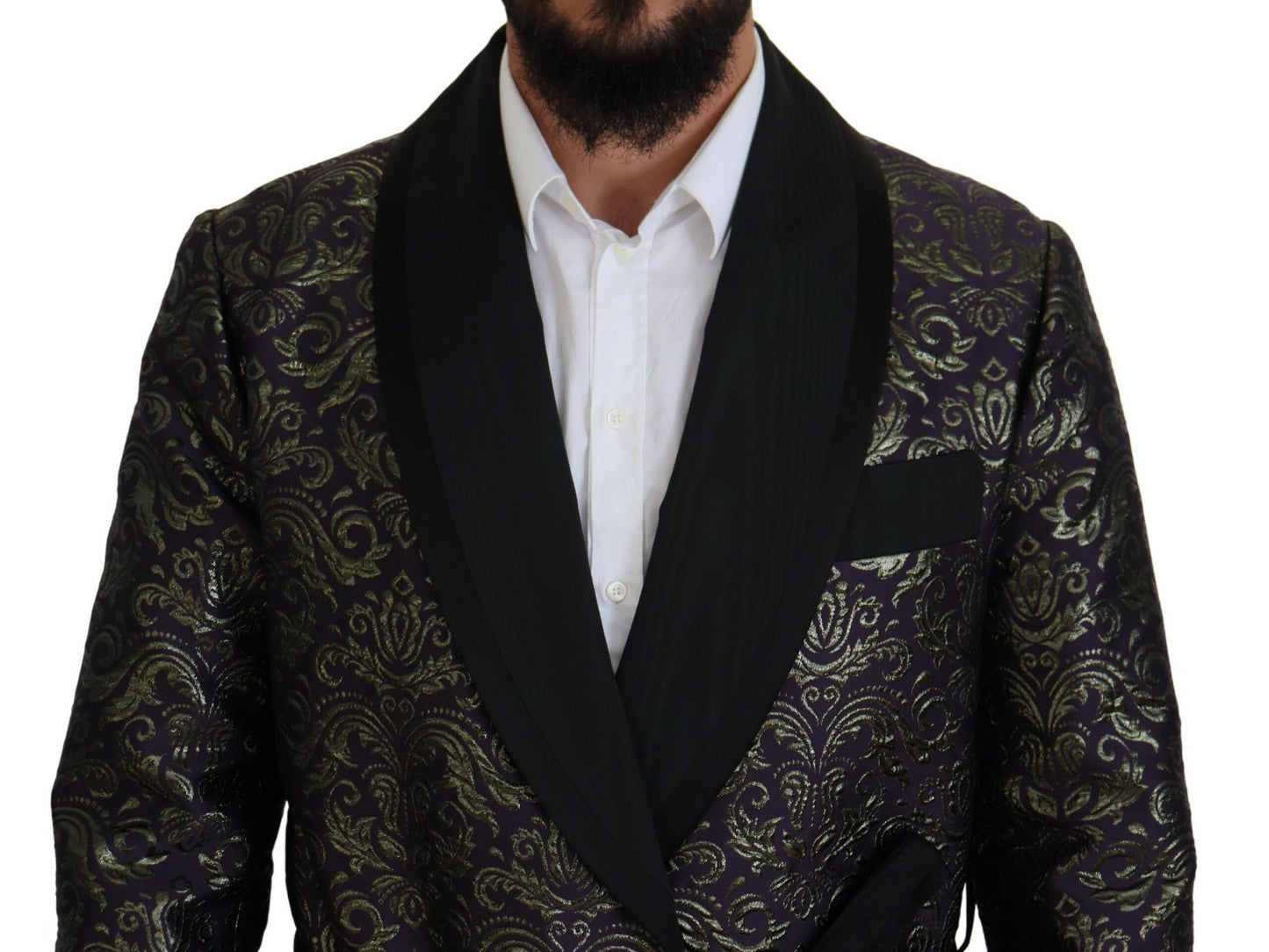 Dolce & Gabbana Guld Jacquard Morgenkåbe Jakke