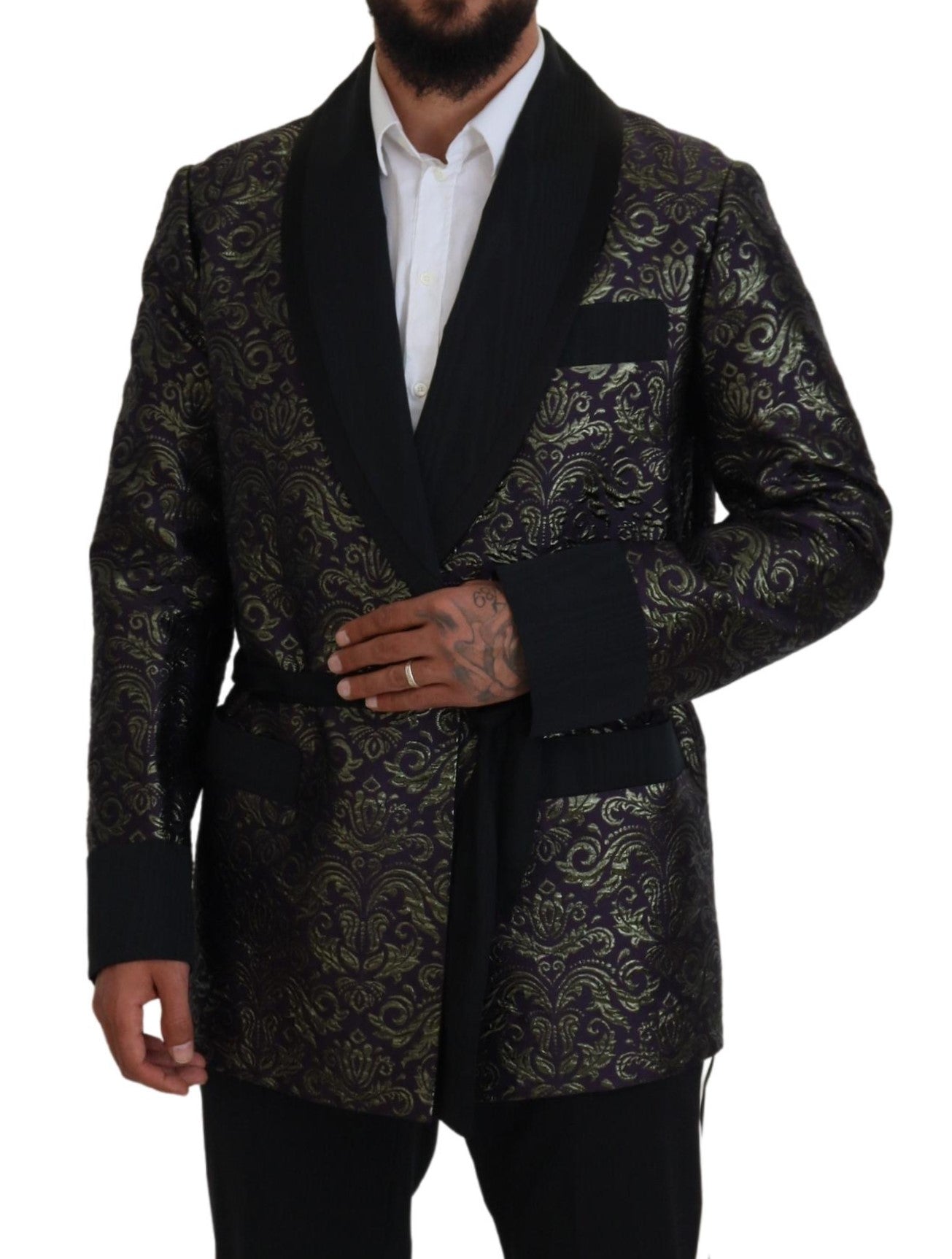 Dolce & Gabbana Guld Jacquard Morgenkåbe Jakke