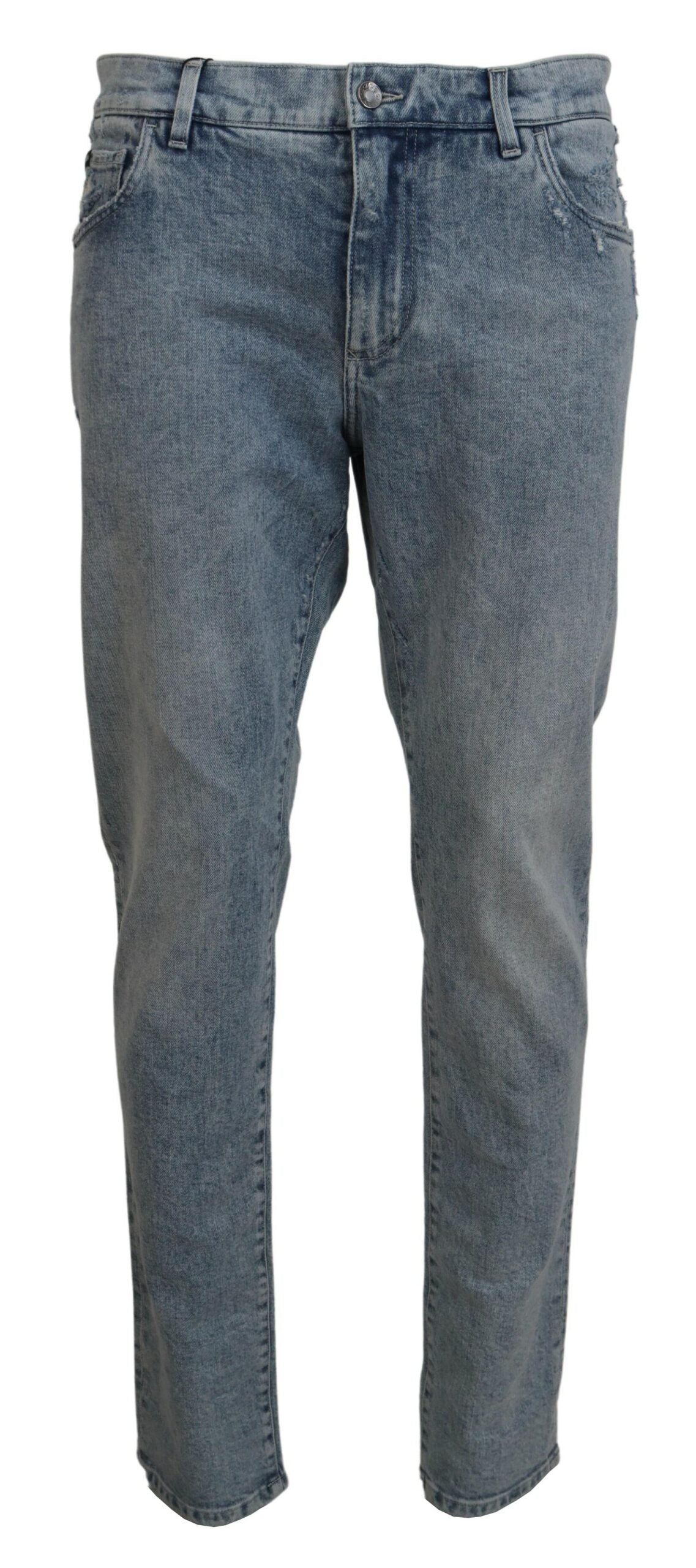 Dolce & Gabbana Elegante Slim-Fit Lyseblå Denimbukser