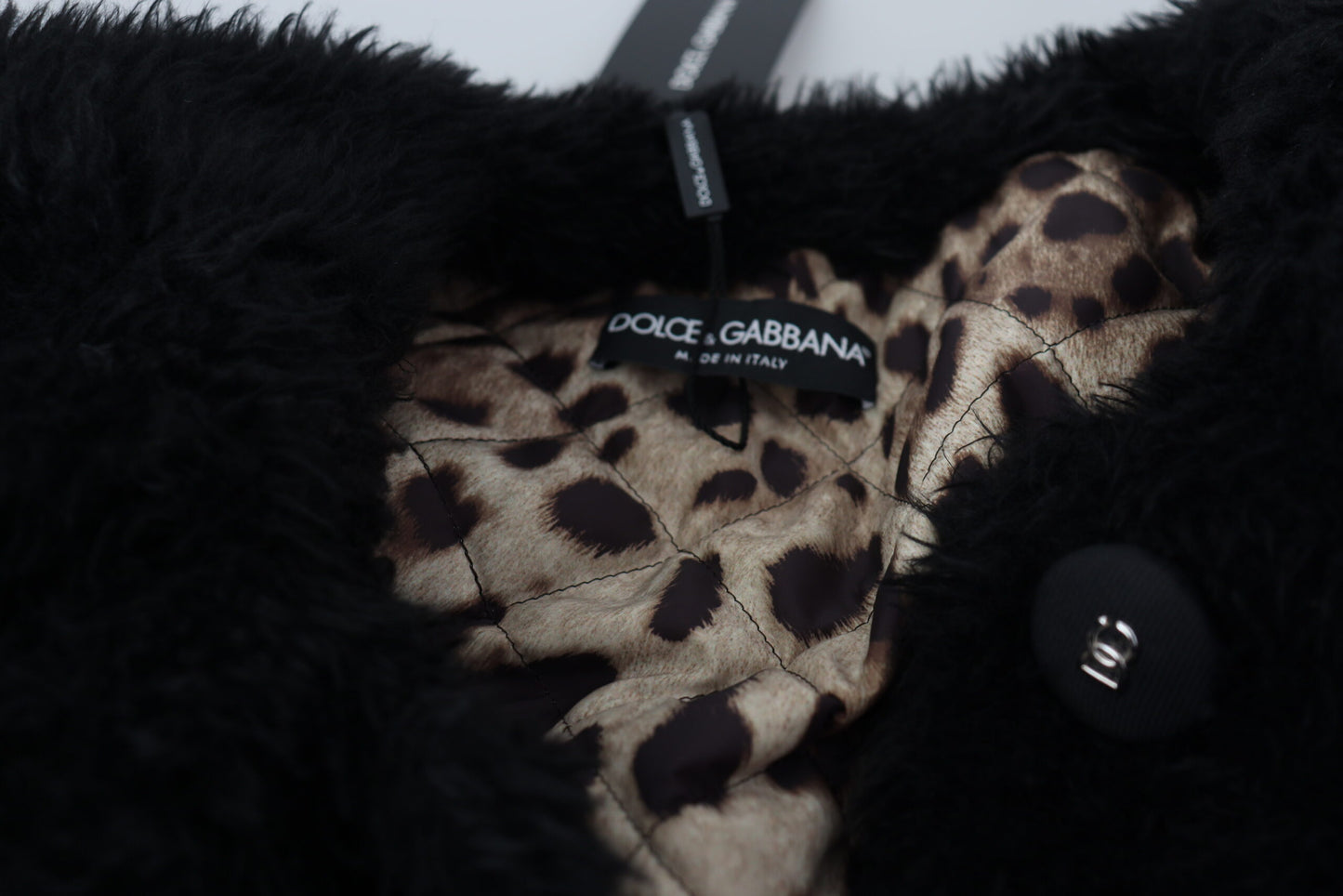 Dolce & Gabbana Elegant Sort Overfrakkejakke i Kashmirblanding