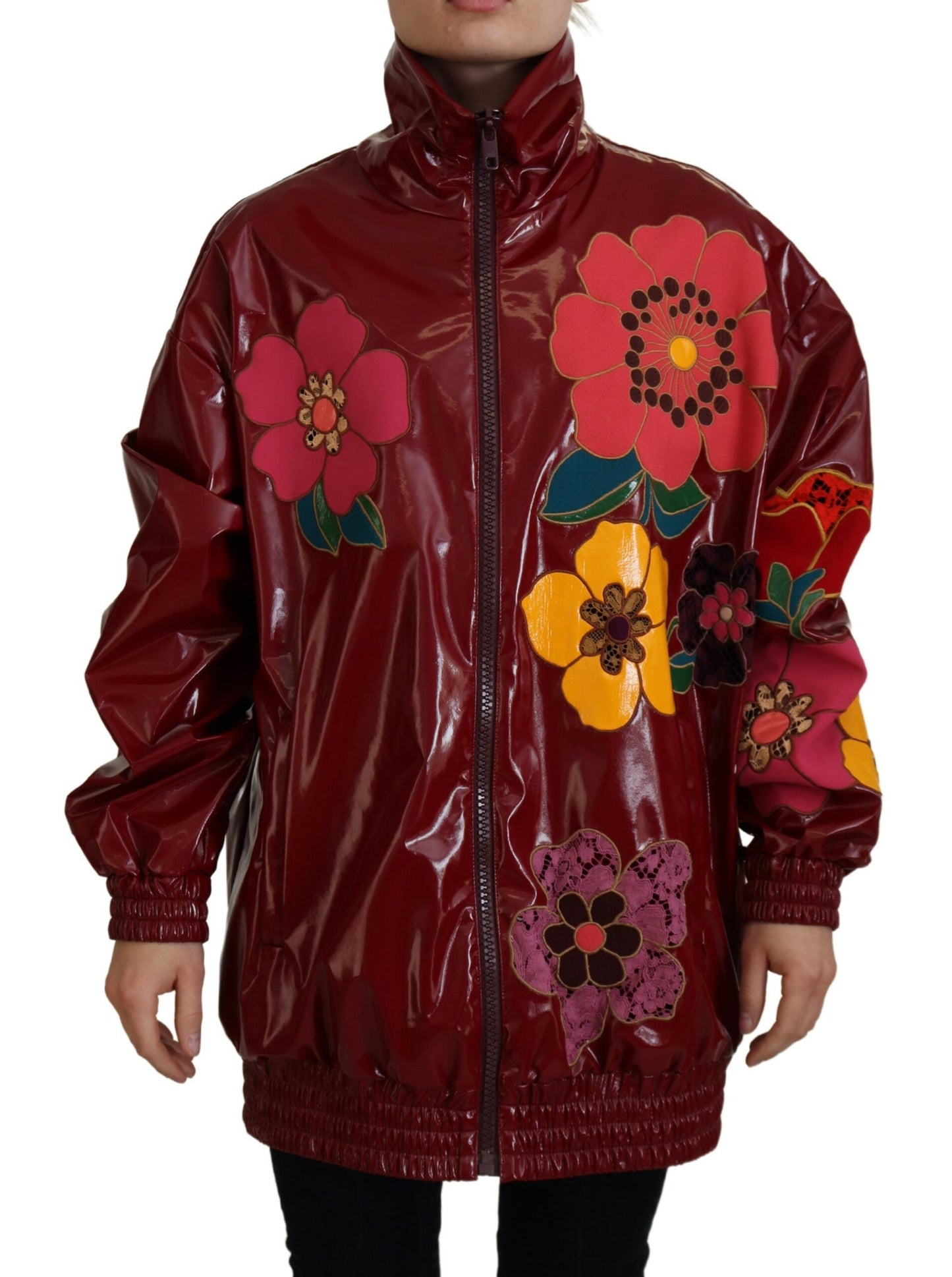 Dolce & Gabbana Maroon Floral Luxe Jakke
