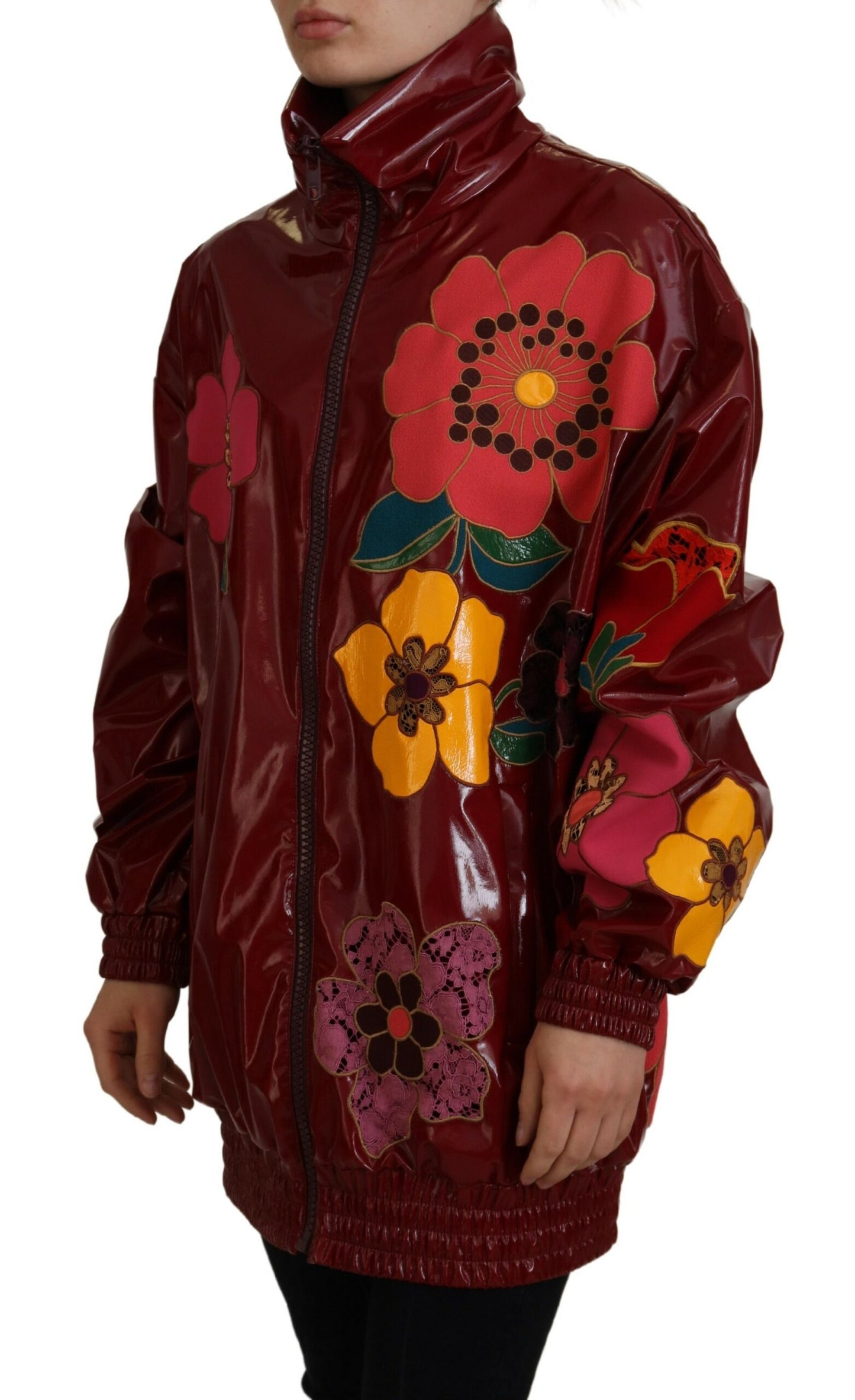 Dolce & Gabbana Maroon Floral Luxe Jakke