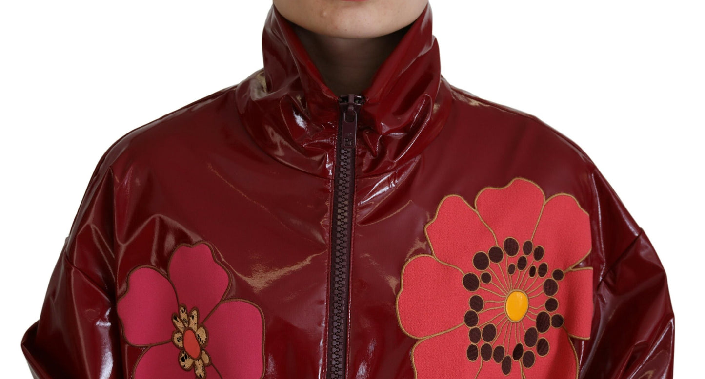 Dolce & Gabbana Maroon Floral Luxe Jakke