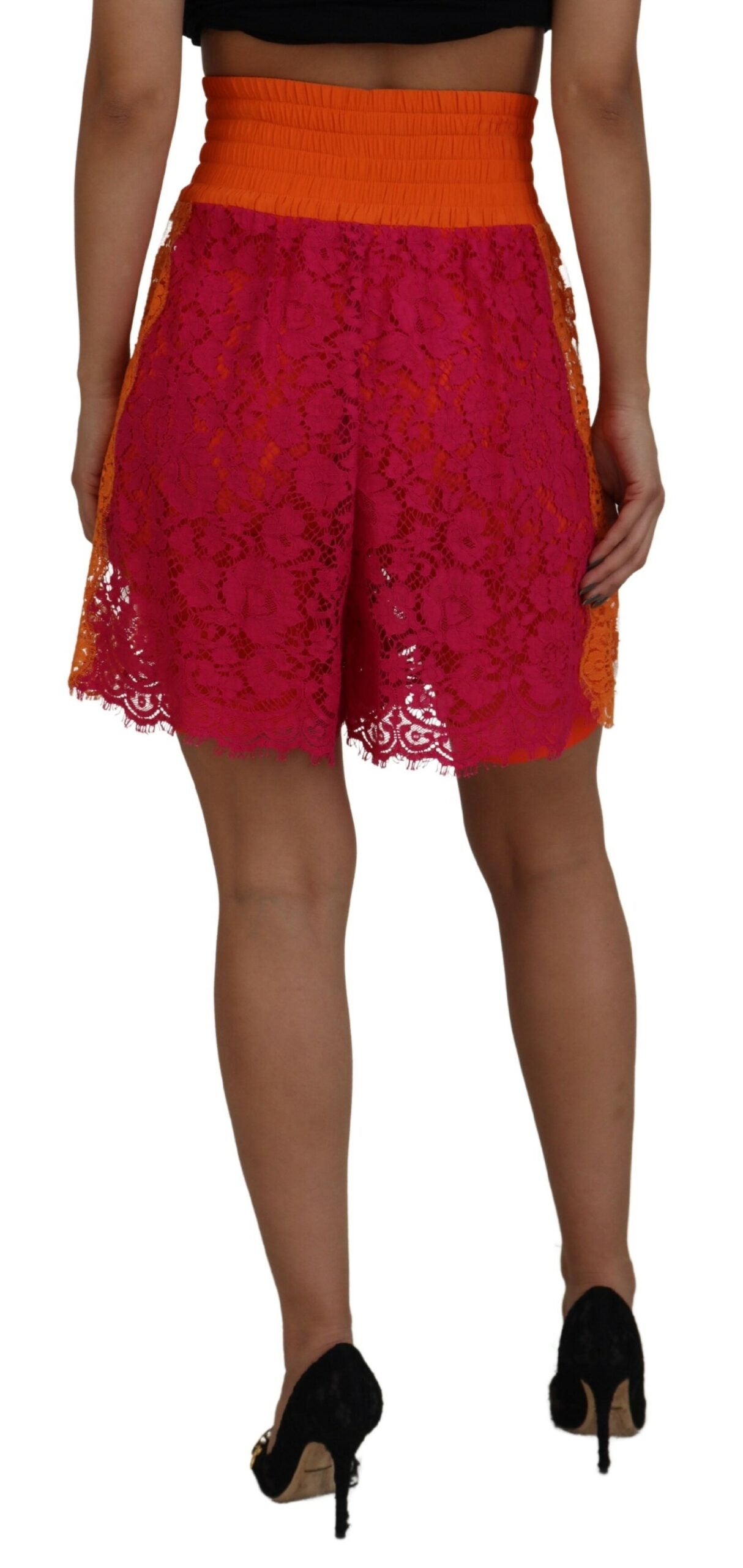 Dolce & Gabbana elegante højtaljede shorts i blonder i tofarver