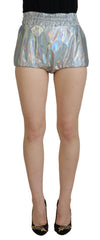 Dolce & Gabbana Elevated Elegance Sølvfarvede Højtaljede Shorts