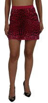 Dolce & Gabbana Chic højtaljet lyserød leopard mini nederdel