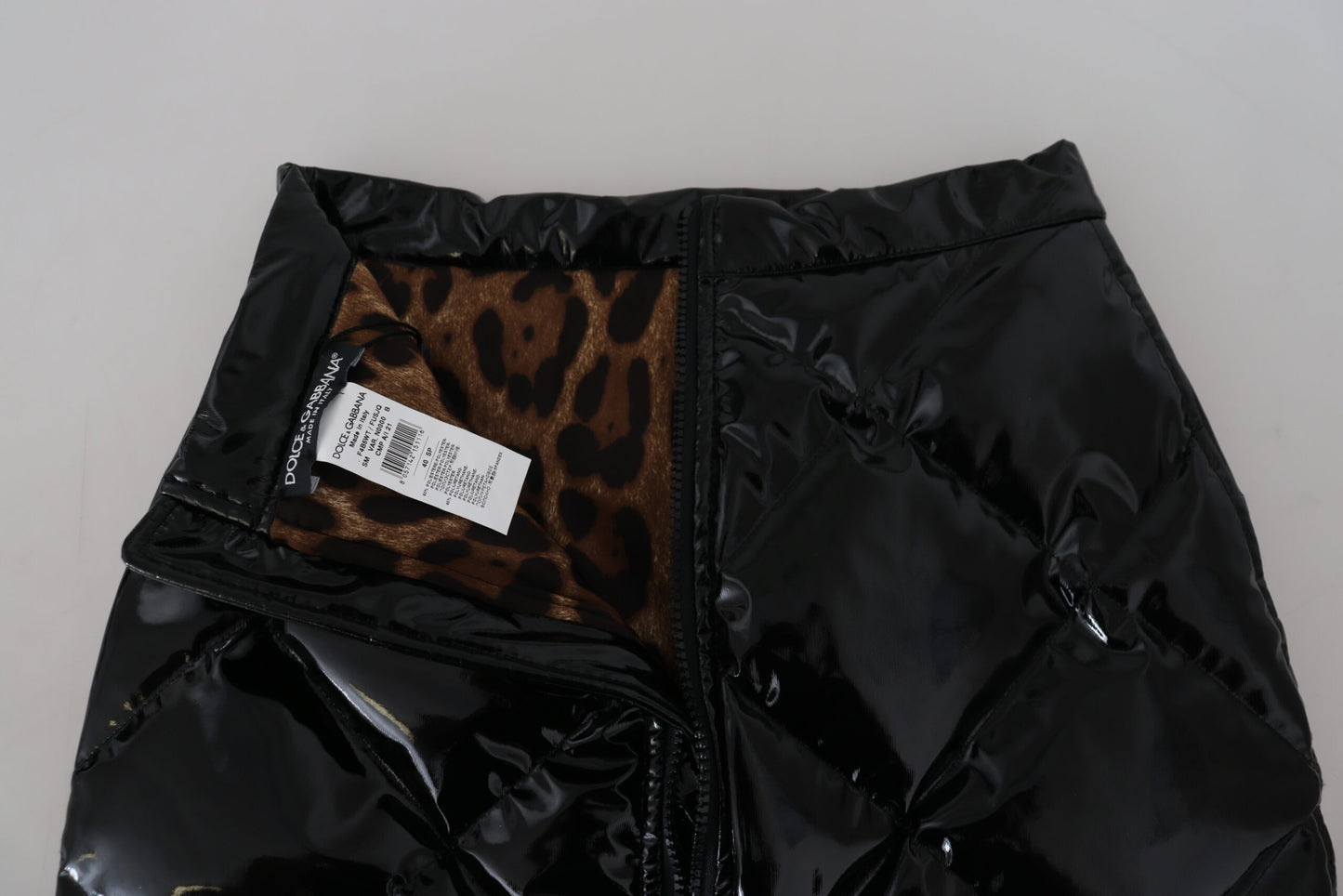 Dolce & Gabbana Elegant Højtaljet Mini Nederdel i Skinnende Sort