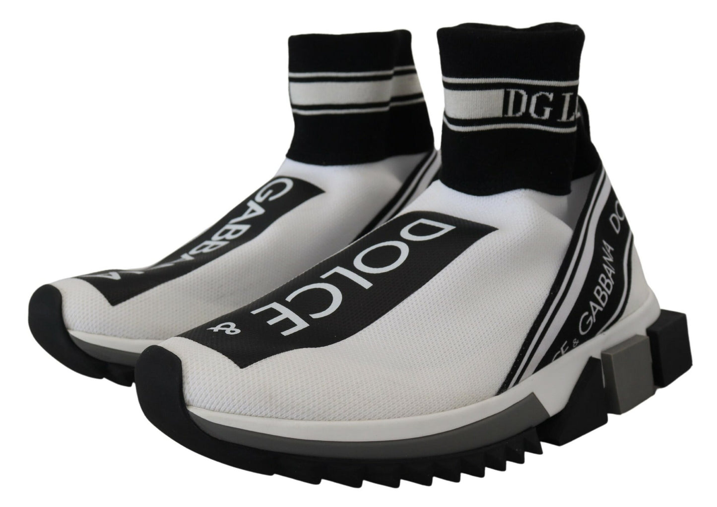 Dolce & Gabbana Chic Sorte og Hvide Sorrento Slip-On Sneakers