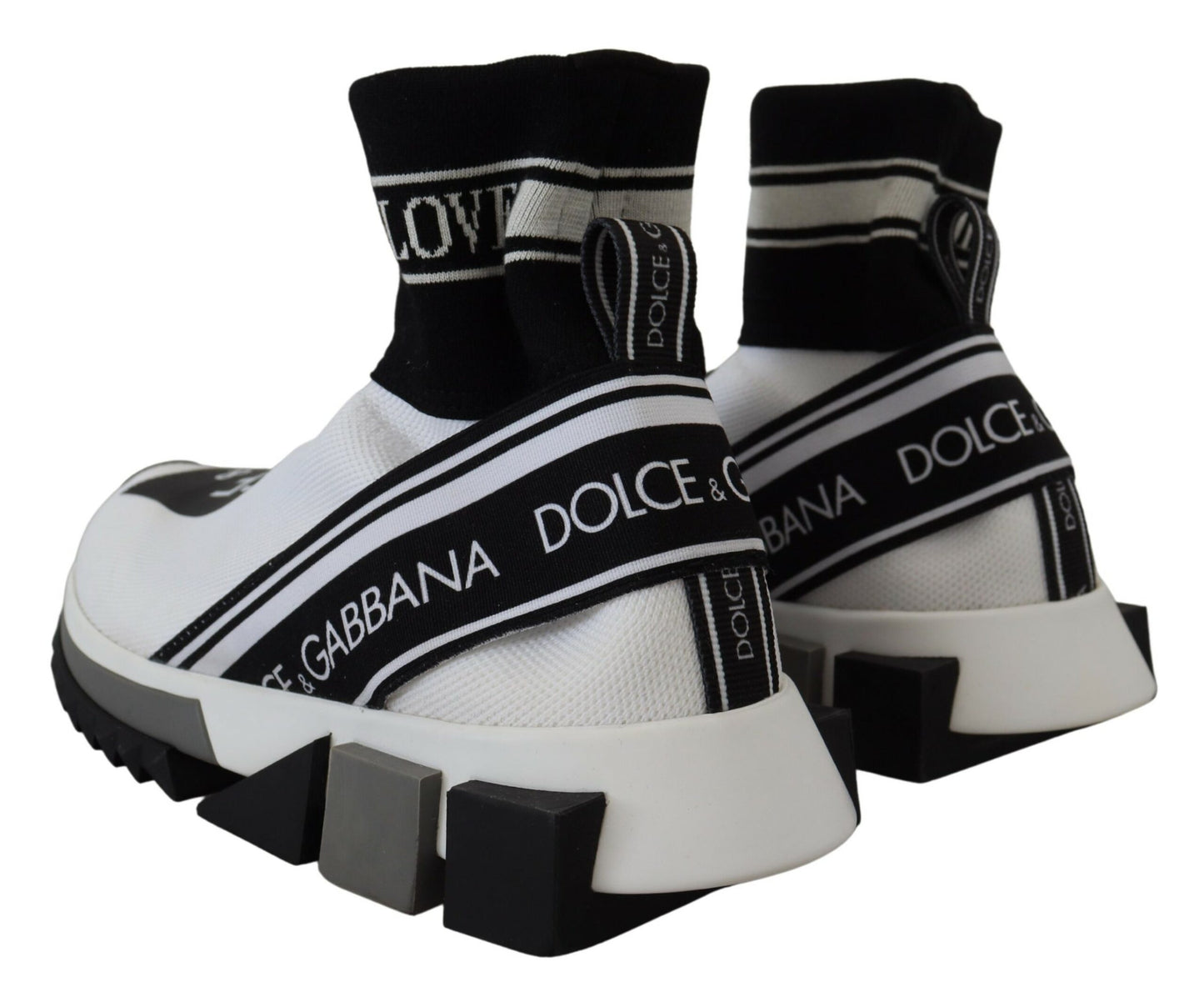 Dolce & Gabbana Chic Sorte og Hvide Sorrento Slip-On Sneakers