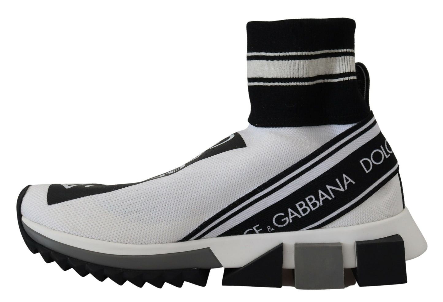 Dolce & Gabbana Chic Sorte og Hvide Sorrento Slip-On Sneakers