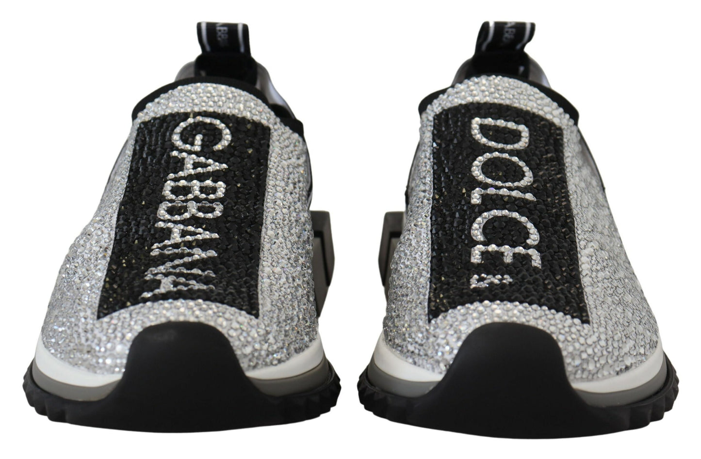 Dolce & Gabbana Mousserende Sølvfarvede Sneakers med Rhinsten