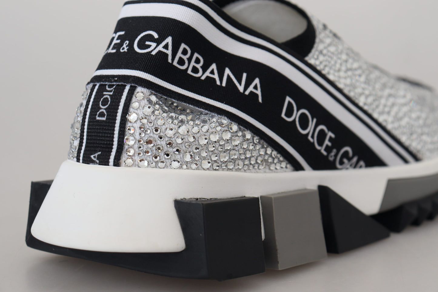 Dolce & Gabbana Mousserende Sølvfarvede Sneakers med Rhinsten