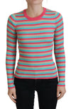 Dolce & Gabbana Elegant Stribet Silkepullover med Rund Hals