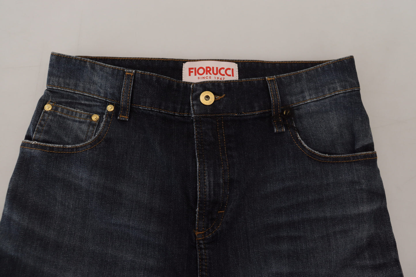 Fiorucci Chic Mørkeblå Denim Nederdel Med Mellem Talje