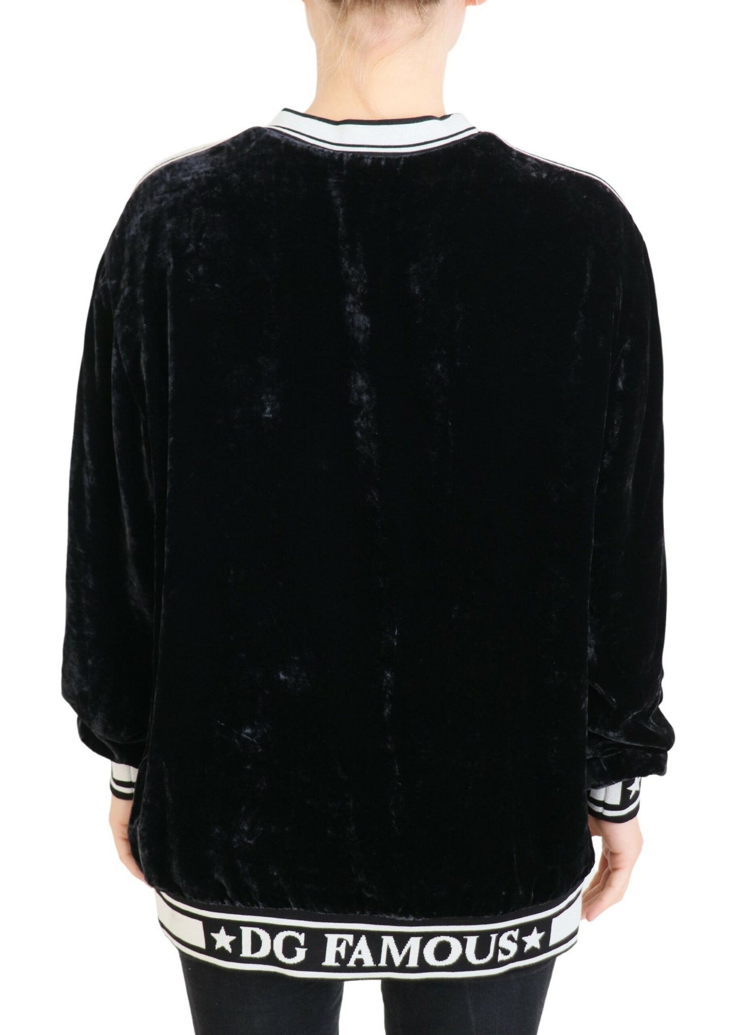Dolce & Gabbana Elegant Silkeblanding Fløjlssweater